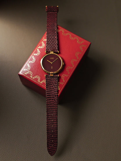 Cartier Vendôme Vermeil Burgundy Dial LM Ref. 1708 (circa 1980s)