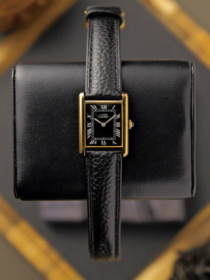 Cartier “Must de Cartier” Tank Vermeil FULL SET Tuxedo Dial Manual LM (circa 1980s)