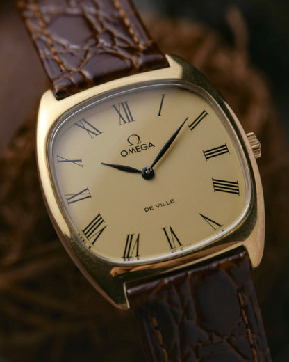 Omega De Ville “Tonneau Cushion” Roman Champagne Dial Ref. 111.0139 (circa 1978)