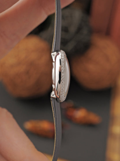 Cartier Baignoire Mini 18K White Gold Le Mirais Diamonds w/ Box & Gemsetting Papers Ref. 2369 (circa 1990s)