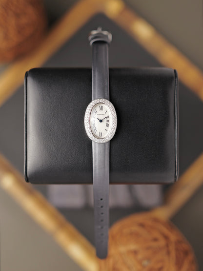 Cartier Baignoire Mini 18K White Gold Le Mirais Diamonds w/ Box & Gemsetting Papers Ref. 2369 (circa 1990s)
