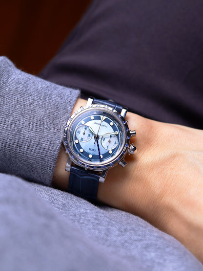 Gérald Genta GMT Chronograph Platinum Ref. G.3503.7 'Mother of Pearl' (Circa 1980-90s)