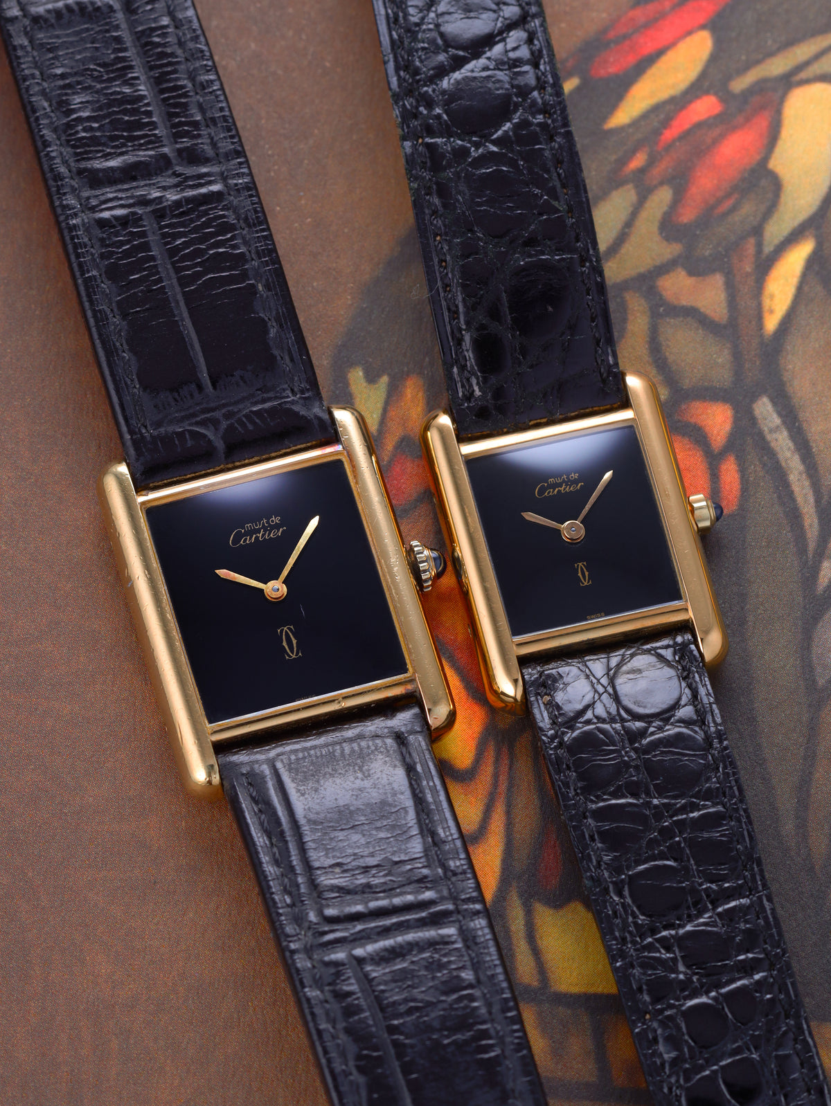 Cartier Must De Cartier Tank Vermeil LM Ref. 590005 Black Dial (Circa 1990s)