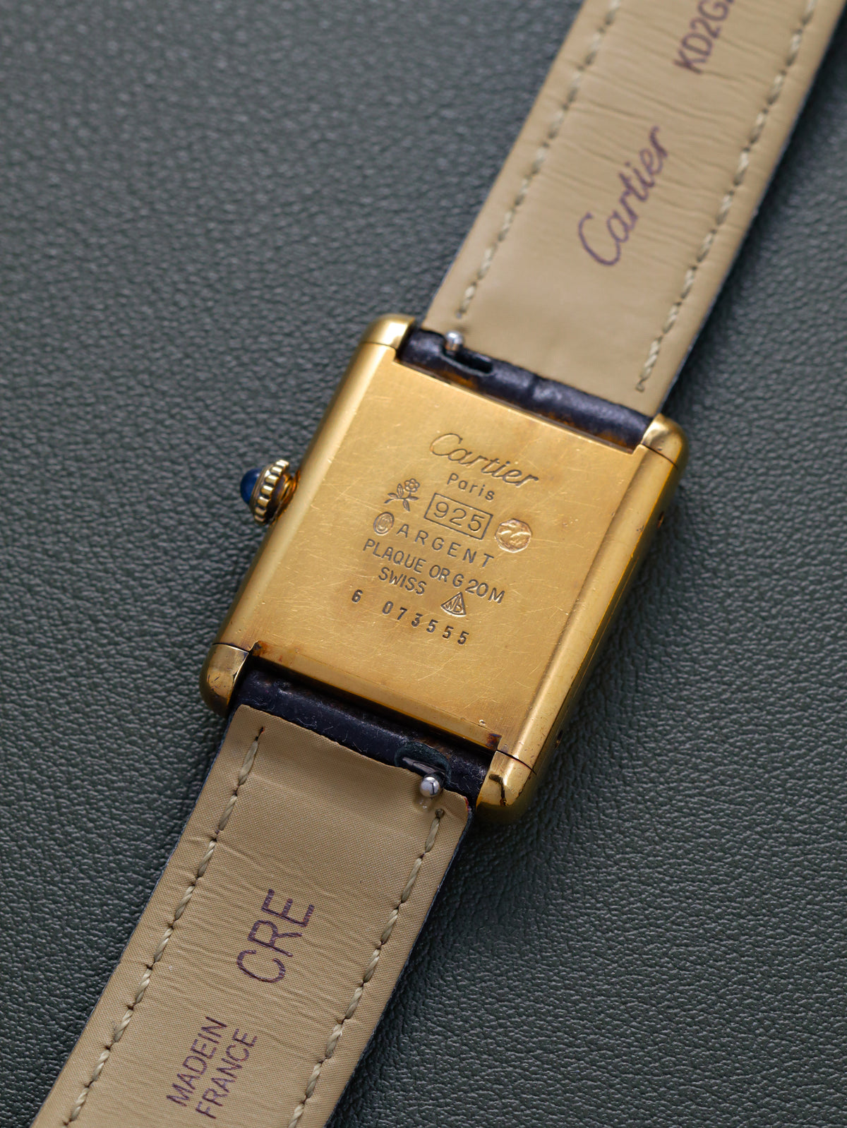 Cartier Must De Cartier Tank Vermeil LM Ref. 590005 Black Dial (Circa 1990s)