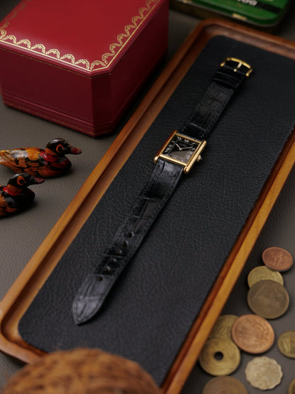 Cartier Tank Vermeil “Must de Cartier” Manual-Winding Black LM (circa 1980s)